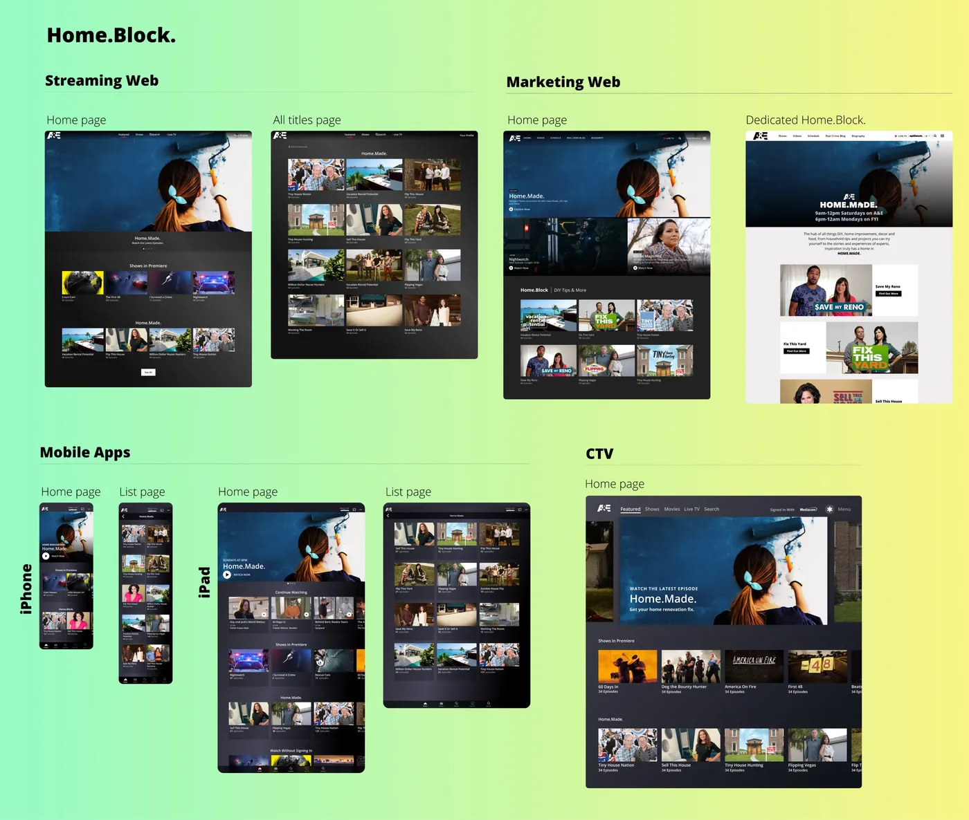 Home.Block hub keeping A+E’s library cohesive across desktop, tablet, and mobile