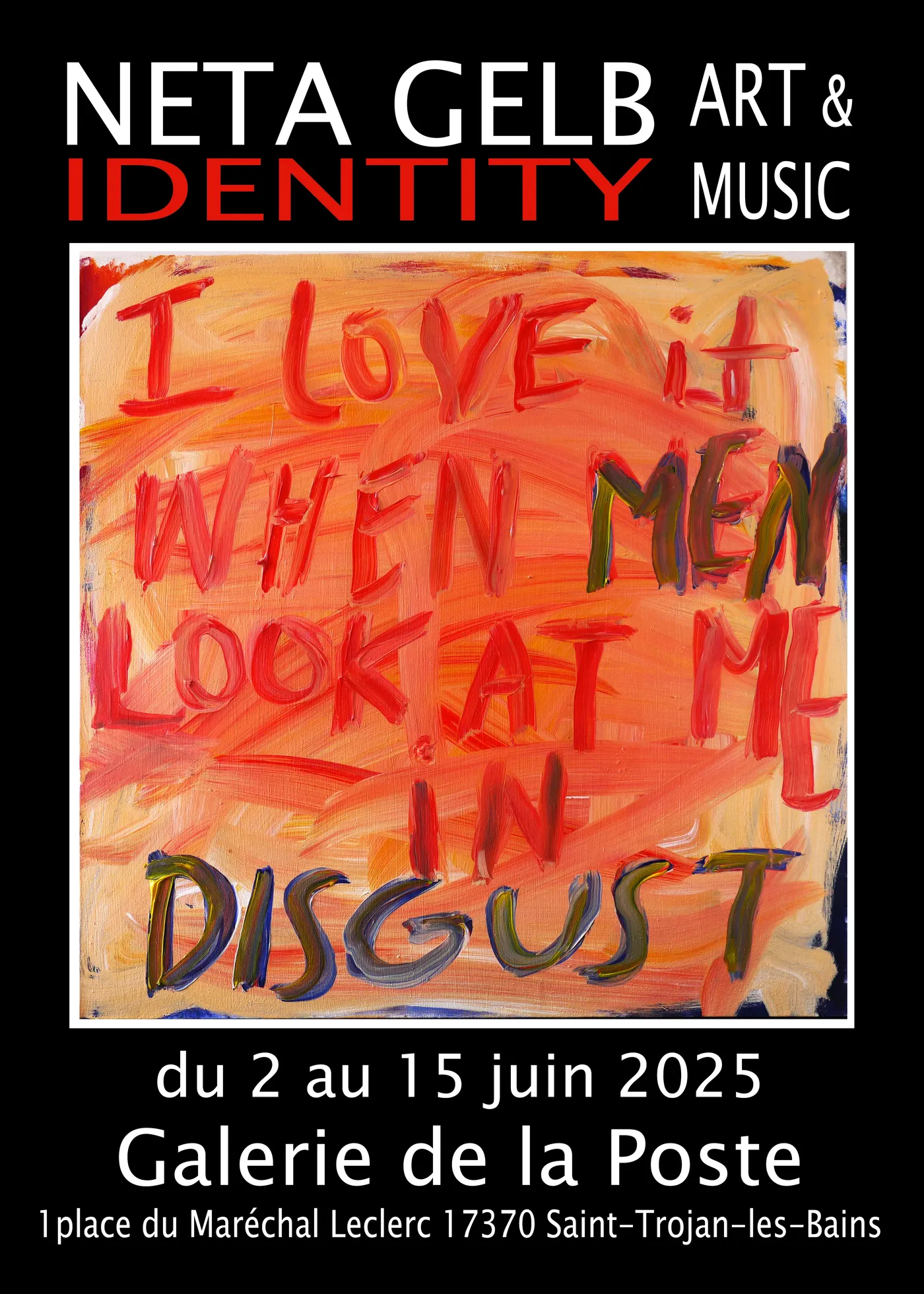 Poster for Neta Gelb: Identity exhibition, Galerie de la Poste, France, June 2025
